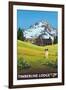 Timberline Lodge - Spring - Mt. Hood, Oregon, c.2009-Lantern Press-Framed Art Print