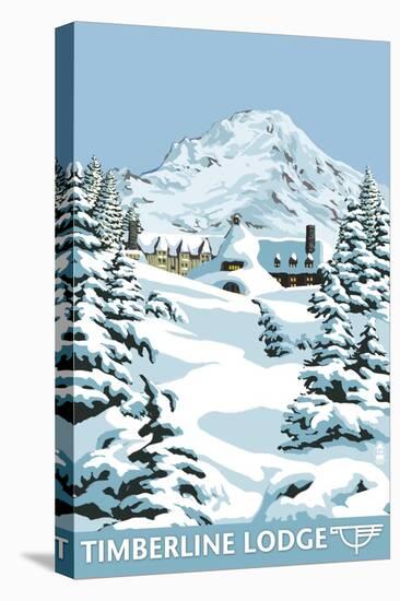 Timberline Lodge - Winter - Mt. Hood, Oregon, c.2009-Lantern Press-Stretched Canvas