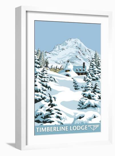 Timberline Lodge - Winter - Mt. Hood, Oregon, c.2009-Lantern Press-Framed Art Print