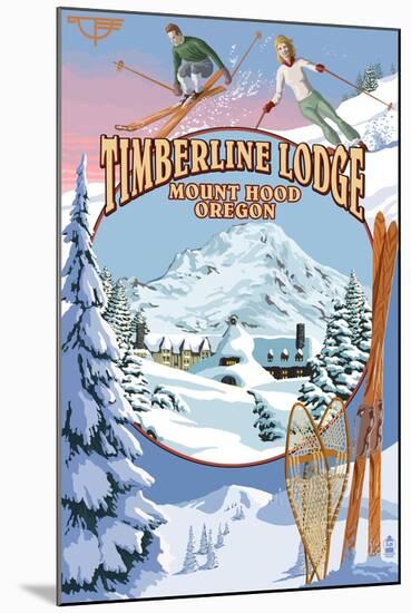 Timberline Lodge - Winter Views - Mt. Hood, Oregon-Lantern Press-Mounted Art Print