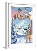 Timberline Lodge - Winter Views - Mt. Hood, Oregon-Lantern Press-Framed Art Print