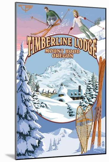 Timberline Lodge - Winter Views - Mt. Hood, Oregon-Lantern Press-Mounted Art Print