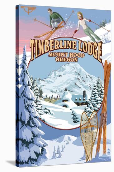 Timberline Lodge - Winter Views - Mt. Hood, Oregon-Lantern Press-Stretched Canvas