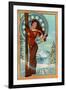 Timberline, West Virginia - Art Nouveau Skier-Lantern Press-Framed Art Print