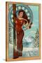 Timberline, West Virginia - Art Nouveau Skier-Lantern Press-Stretched Canvas