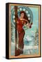 Timberline, West Virginia - Art Nouveau Skier-Lantern Press-Framed Stretched Canvas