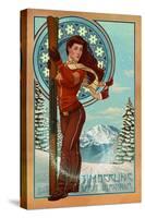 Timberline, West Virginia - Art Nouveau Skier-Lantern Press-Stretched Canvas