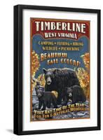 Timberline, West Virginia - Black Bear Vintage Sign-Lantern Press-Framed Art Print