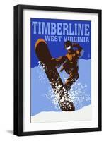 Timberline, West Virginia - Colorblock Snowboarder-Lantern Press-Framed Art Print