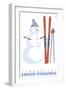 Timberline, West Virginia, Snowman with Skis-Lantern Press-Framed Art Print