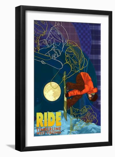 Timberline, West Virginia - Timelapse Snowboarder-Lantern Press-Framed Art Print