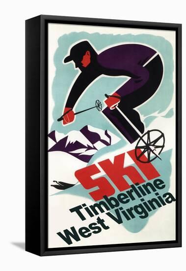 Timberline, West Virginia - Vintage Skier-Lantern Press-Framed Stretched Canvas