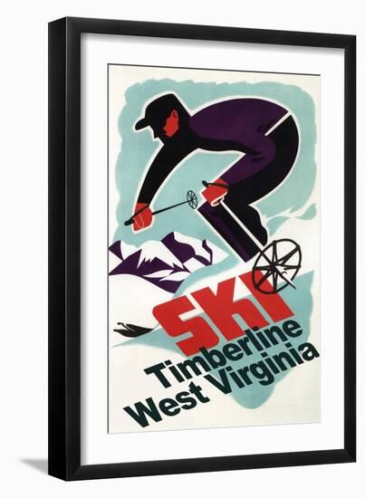 Timberline, West Virginia - Vintage Skier-Lantern Press-Framed Art Print