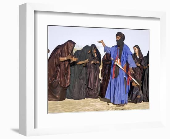 Timbuktu, A Group of Tuareg Men and Women Sing and Dance Near their Desert Home, Mali-Nigel Pavitt-Framed Photographic Print