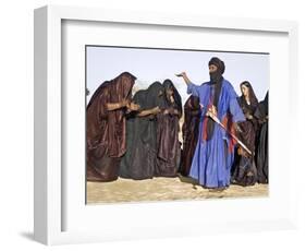 Timbuktu, A Group of Tuareg Men and Women Sing and Dance Near their Desert Home, Mali-Nigel Pavitt-Framed Photographic Print