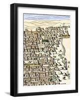 Timbuktu in Africa, as Drawn by Rene-Auguste Caillie, the First European Visitor, c.1828-null-Framed Giclee Print