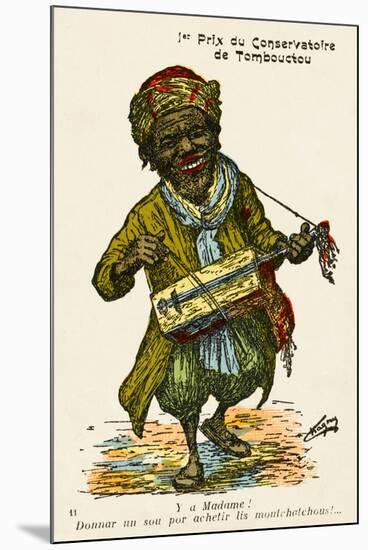 Timbuktu, Mali - Local Musician (Cartoon)-null-Mounted Art Print