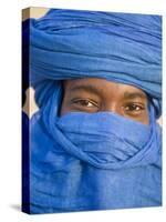 Timbuktu, the Eyes of a Tuareg Man in His Blue Turban at Timbuktu, Mali-Nigel Pavitt-Stretched Canvas