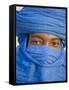 Timbuktu, the Eyes of a Tuareg Man in His Blue Turban at Timbuktu, Mali-Nigel Pavitt-Framed Stretched Canvas