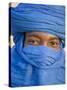 Timbuktu, the Eyes of a Tuareg Man in His Blue Turban at Timbuktu, Mali-Nigel Pavitt-Stretched Canvas