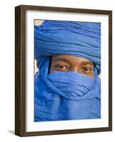 Timbuktu, the Eyes of a Tuareg Man in His Blue Turban at Timbuktu, Mali-Nigel Pavitt-Framed Photographic Print