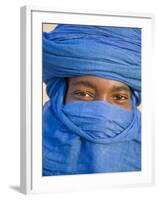 Timbuktu, the Eyes of a Tuareg Man in His Blue Turban at Timbuktu, Mali-Nigel Pavitt-Framed Photographic Print