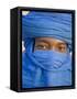 Timbuktu, the Eyes of a Tuareg Man in His Blue Turban at Timbuktu, Mali-Nigel Pavitt-Framed Stretched Canvas