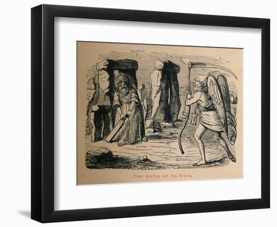 'Time Bowling out the Druids', c1860, (1860)-John Leech-Framed Giclee Print