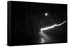 time exposure, beam of light at night, Germany-Benjamin Engler-Framed Stretched Canvas