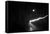 time exposure, beam of light at night, Germany-Benjamin Engler-Framed Stretched Canvas