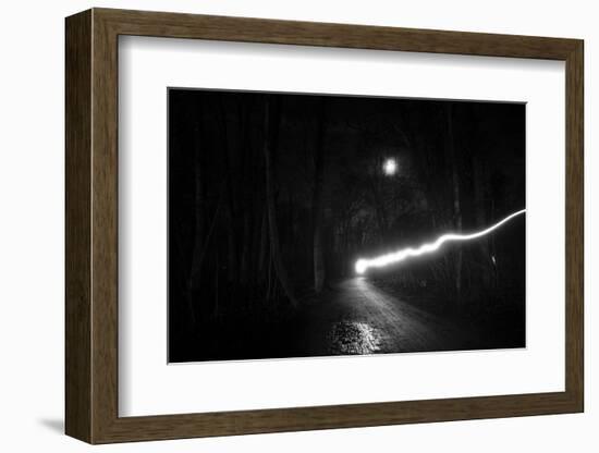 time exposure, beam of light at night, Germany-Benjamin Engler-Framed Photographic Print