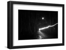 time exposure, beam of light at night, Germany-Benjamin Engler-Framed Photographic Print