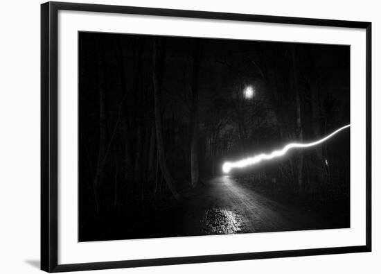time exposure, beam of light at night, Germany-Benjamin Engler-Framed Photographic Print