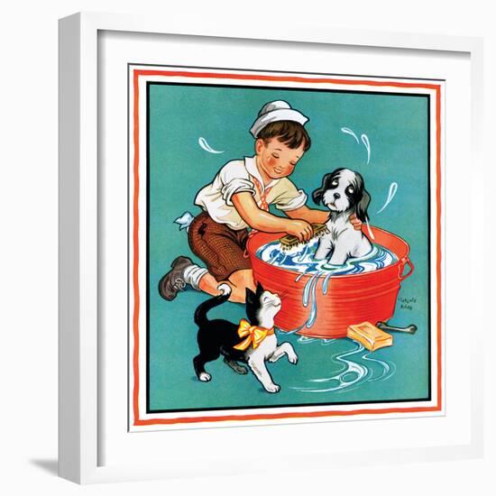 Time For a Bath - Child Life, June 1935-Clarence Biers-Framed Giclee Print