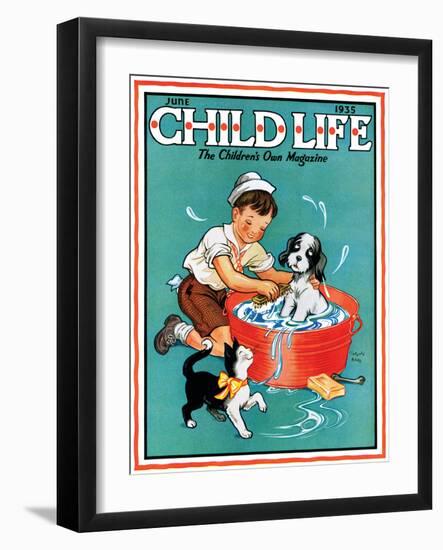 Time For a Bath - Child Life, June 1935-Clarence Biers-Framed Giclee Print