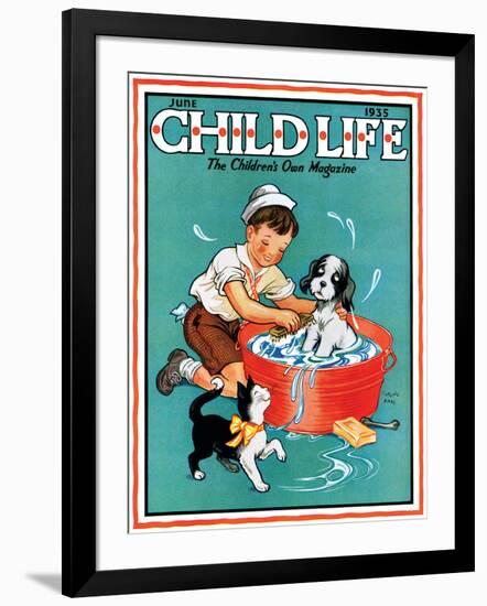 Time For a Bath - Child Life, June 1935-Clarence Biers-Framed Giclee Print