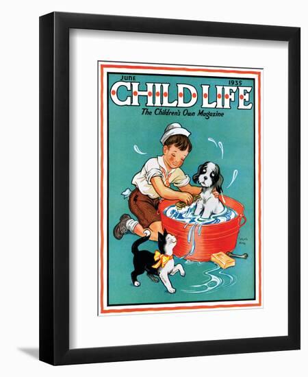 Time For a Bath - Child Life, June 1935-Clarence Biers-Framed Premium Giclee Print