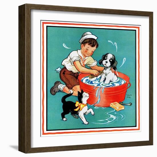 Time for a Bath - Child Life-Clarence Biers-Framed Giclee Print