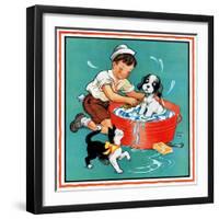 Time for a Bath - Child Life-Clarence Biers-Framed Giclee Print