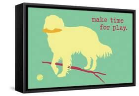 Time For Play - Green Version-Dog is Good-Framed Stretched Canvas