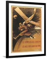 Time Is Money By The French Propaganda Ministry In Support Of Aviation-Georges Villa-Framed Art Print