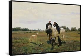 Time Off, Two Riders and Dogs, 1882-Nikolaj Kusnezow-Framed Stretched Canvas