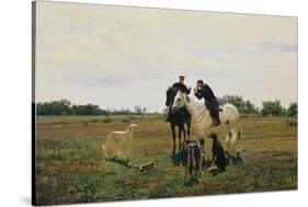 Time Off, Two Riders and Dogs, 1882-Nikolaj Kusnezow-Stretched Canvas