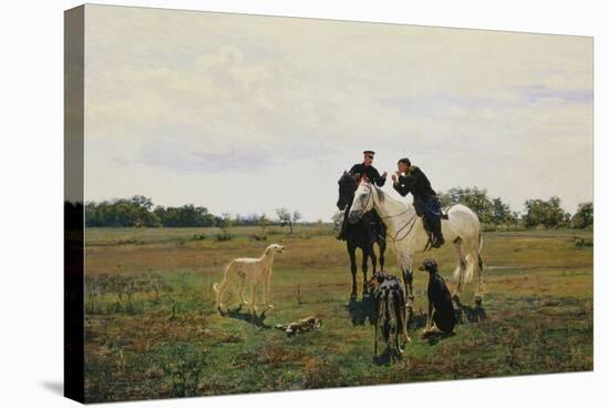 Time Off, Two Riders and Dogs, 1882-Nikolaj Kusnezow-Stretched Canvas