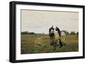 Time Off, Two Riders and Dogs, 1882-Nikolaj Kusnezow-Framed Giclee Print
