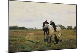 Time Off, Two Riders and Dogs, 1882-Nikolaj Kusnezow-Mounted Giclee Print