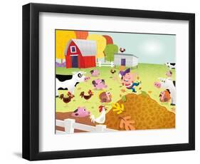 Time to Count - Farmyard - Turtle-Rob McClurkan-Framed Giclee Print