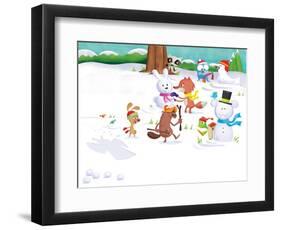 Time to Count-Snowmen - Turtle-Rob McClurkan-Framed Giclee Print