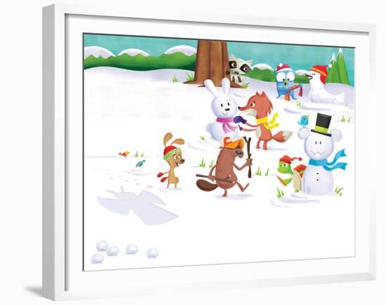 Time to Count-Snowmen - Turtle-Rob McClurkan-Framed Giclee Print