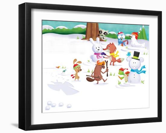 Time to Count-Snowmen - Turtle-Rob McClurkan-Framed Giclee Print